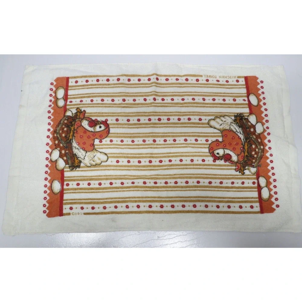 Lot of 3 Vintage Terry Kitchen Towels 1980s w/ Tags Mushroom, Chicken, Vegetable - Picture 11 of 16